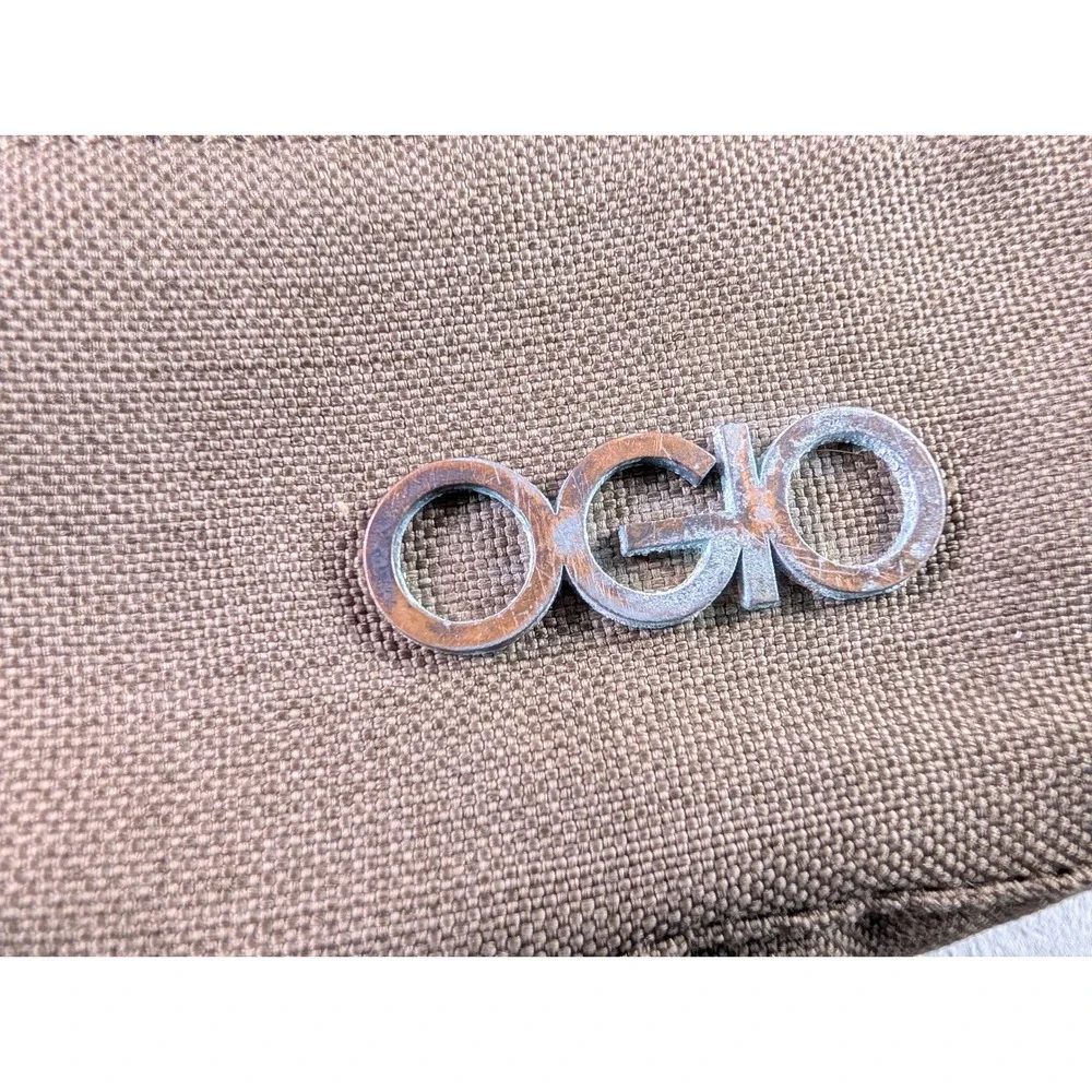 OGIO Brown Canvas Laptop Tote Bag Polka Dot Lining Padded Sleeve Utility Pockets